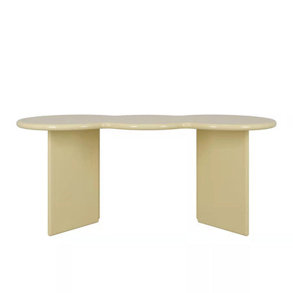 オフィス用の不規則な形の木製オフィスデスクホワイト/ブラック/イエローライティングデスク