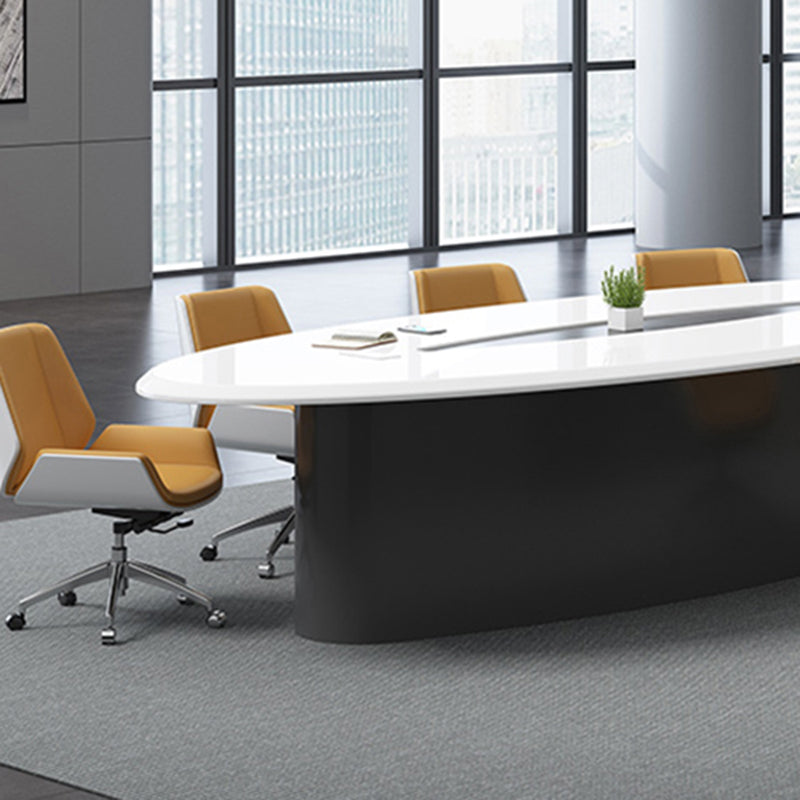 オフィスのための現代の人工木製オフィスデスクオーバルライティングデスク
