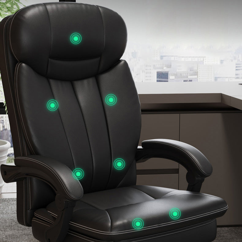 Silla giratoria de cuero moderna altura de asiento ajustable silla de oficina con ruedas