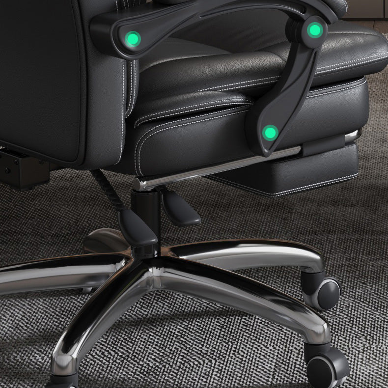 Silla giratoria de cuero moderna altura de asiento ajustable silla de oficina con ruedas