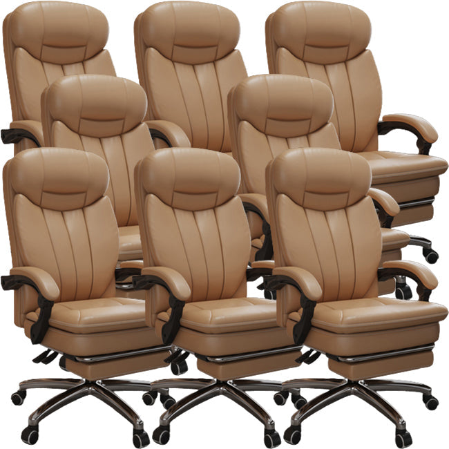 Silla giratoria de cuero moderna altura de asiento ajustable silla de oficina con ruedas