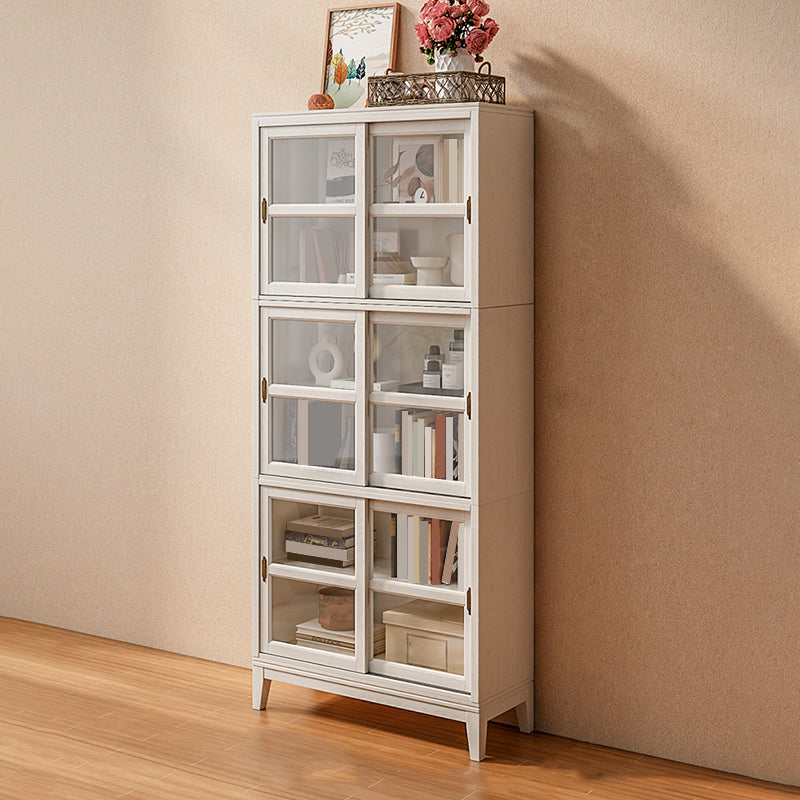 Modern Style Closed Back Bookshelf Wooden Vertical Bookcase in White