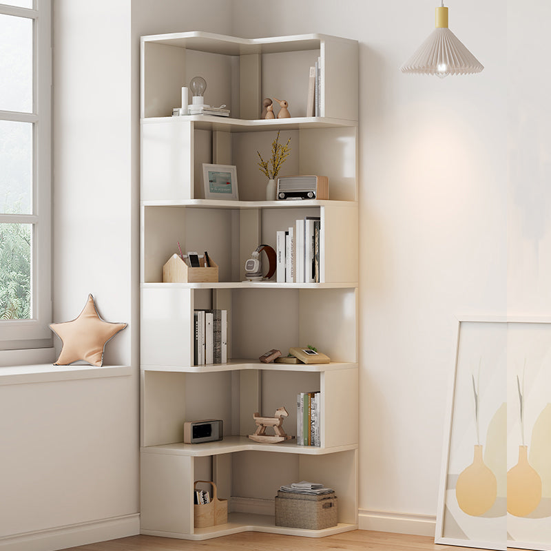 Libreria in legno ingegnerizzato in stile libreria aperta in stile contemporaneo con scaffali