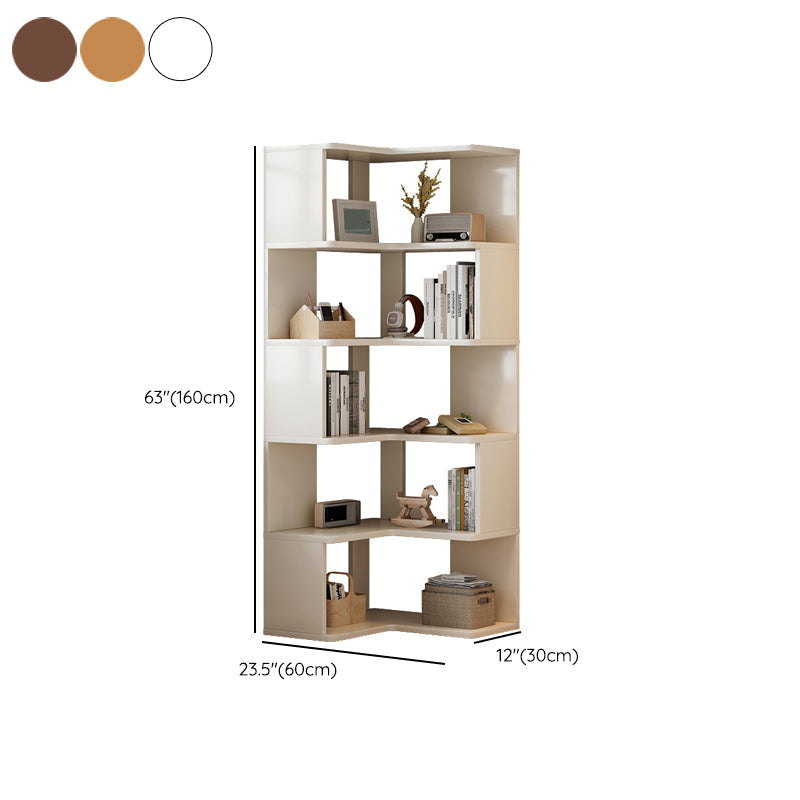 Libreria in legno ingegnerizzato in stile libreria aperta in stile contemporaneo con scaffali