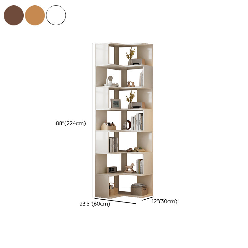 Libreria in legno ingegnerizzato in stile libreria aperta in stile contemporaneo con scaffali