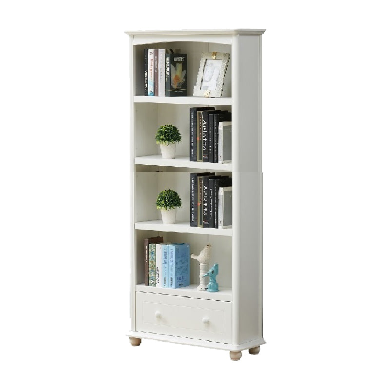 Contemporary Wood Bookshelf Standard Closed Back White Bookcase 28"L x 12"W x 59"H 1 Cabinet Not Included Clearhalo 'Bookcases' 'furn' 'furn_bookcases' 'Furniture' 'Office Furniture' 6839688