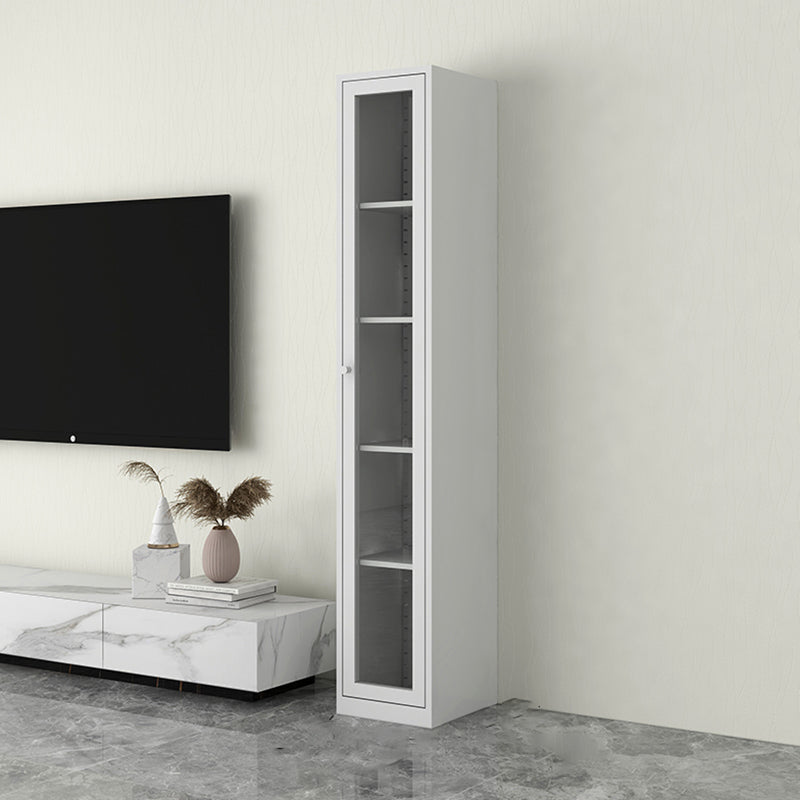 Scandinavian Standard Bookshelf Metal Closed Back Bookcase with Doors 14"L x 12"W x 71"H White 4 Clearhalo 'Bookcases' 'furn' 'furn_bookcases' 'Furniture' 'Office Furniture' 6839735