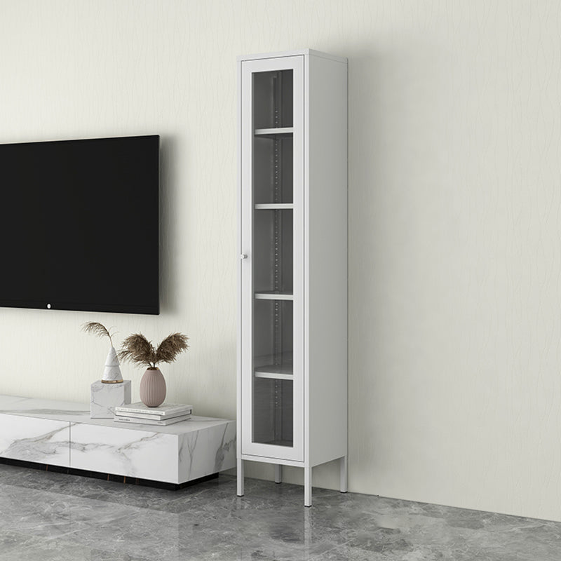 Scandinavian Standard Bookshelf Metal Closed Back Bookcase with Doors 14"L x 12"W x 71"H White 5 Clearhalo 'Bookcases' 'furn' 'furn_bookcases' 'Furniture' 'Office Furniture' 6839736