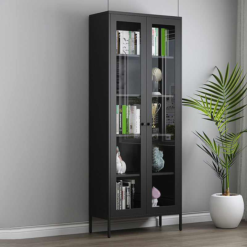 Scandinavian Standard Bookshelf Metal Closed Back Bookcase with Doors Clearhalo 'Bookcases' 'furn' 'furn_bookcases' 'Furniture' 'Office Furniture' 6839737
