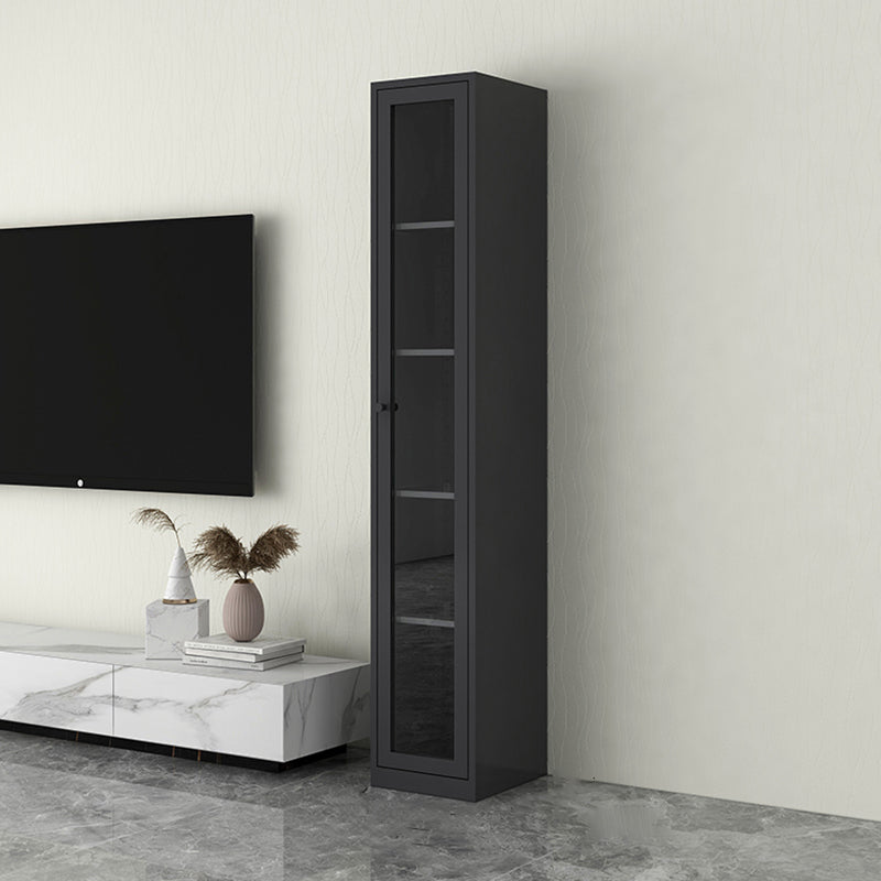 Scandinavian Standard Bookshelf Metal Closed Back Bookcase with Doors 15.7"L x 13.8"W x 70.9"H Black 4 Clearhalo 'Bookcases' 'furn' 'furn_bookcases' 'Furniture' 'Office Furniture' 6839738