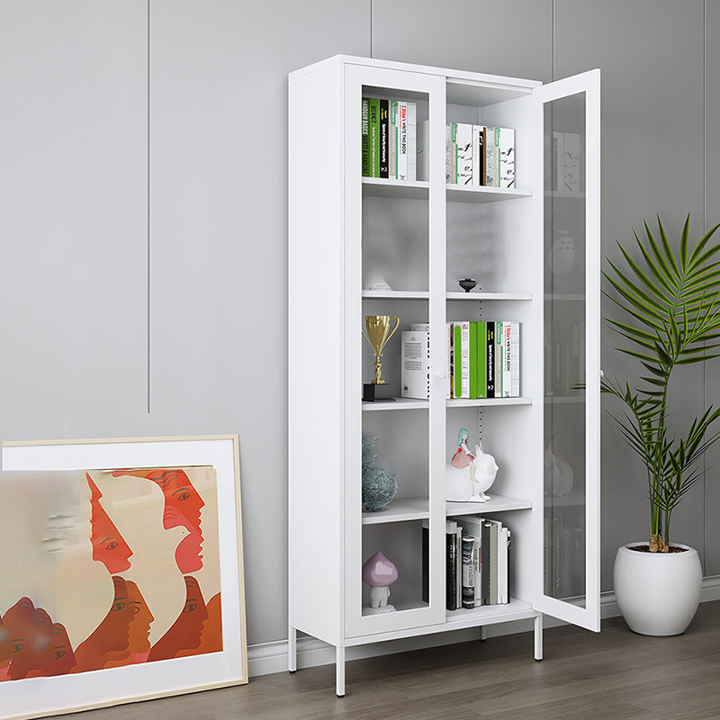 Scandinavian Standard Bookshelf Metal Closed Back Bookcase with Doors Clearhalo 'Bookcases' 'furn' 'furn_bookcases' 'Furniture' 'Office Furniture' 6839739