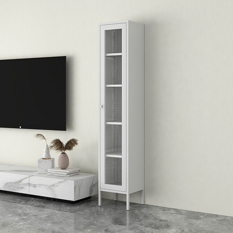 Scandinavian Standard Bookshelf Metal Closed Back Bookcase with Doors 15.7"L x 13.8"W x 70.9"H White 5 Clearhalo 'Bookcases' 'furn' 'furn_bookcases' 'Furniture' 'Office Furniture' 6839744