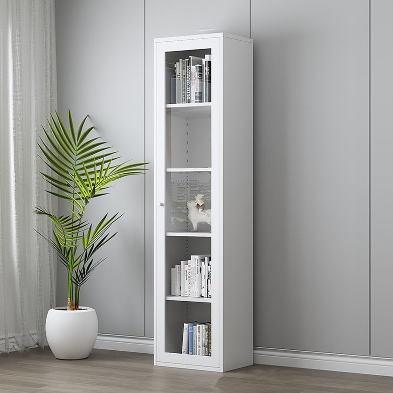 Scandinavian Standard Bookshelf Metal Closed Back Bookcase with Doors 19.7"L x 13.8"W x 78.7"H White 4 Clearhalo 'Bookcases' 'furn' 'furn_bookcases' 'Furniture' 'Office Furniture' 6839749