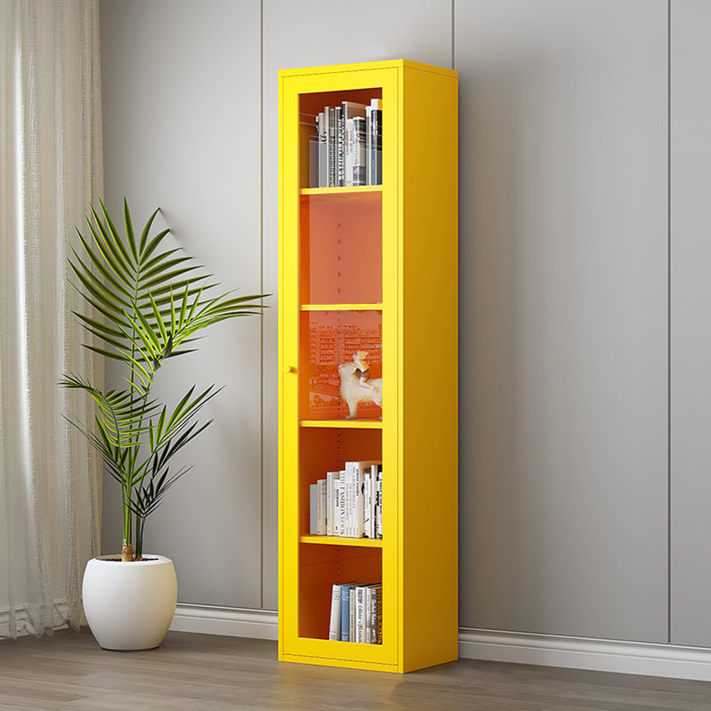 Scandinavian Standard Bookshelf Metal Closed Back Bookcase with Doors 19.7"L x 13.8"W x 78.7"H Yellow 4 Clearhalo 'Bookcases' 'furn' 'furn_bookcases' 'Furniture' 'Office Furniture' 6839750