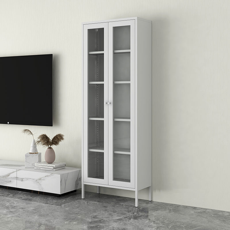 Scandinavian Standard Bookshelf Metal Closed Back Bookcase with Doors 26"L x 12"W x 71"H White 5 Clearhalo 'Bookcases' 'furn' 'furn_bookcases' 'Furniture' 'Office Furniture' 6839754