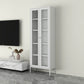 Scandinavian Standard Bookshelf Metal Closed Back Bookcase with Doors 27.6"L x 13.8"W x 70.9"H White 5 Clearhalo 'Bookcases' 'furn' 'furn_bookcases' 'Furniture' 'Office Furniture' 6839758