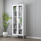 Scandinavian Standard Bookshelf Metal Closed Back Bookcase with Doors 31.5"L x 13.8"W x 78.7"H White 5 Clearhalo 'Bookcases' 'furn' 'furn_bookcases' 'Furniture' 'Office Furniture' 6839762