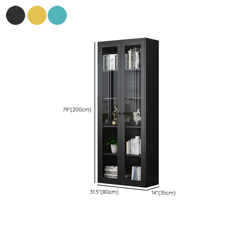 Scandinavian Standard Bookshelf Metal Closed Back Bookcase with Doors Clearhalo 'Bookcases' 'furn' 'furn_bookcases' 'Furniture' 'Office Furniture' 6839763