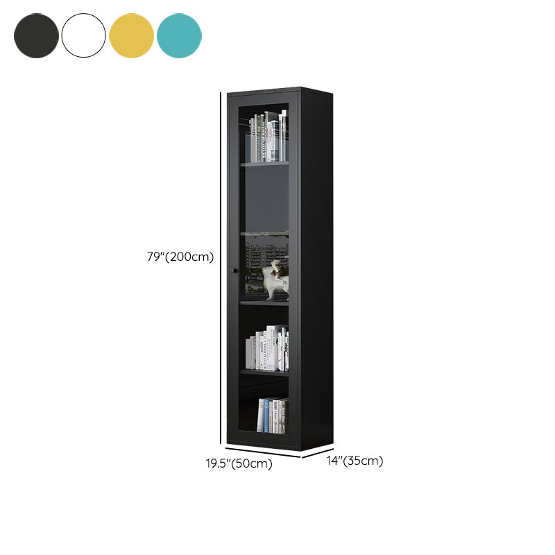 Scandinavian Standard Bookshelf Metal Closed Back Bookcase with Doors Clearhalo 'Bookcases' 'furn' 'furn_bookcases' 'Furniture' 'Office Furniture' 6839764