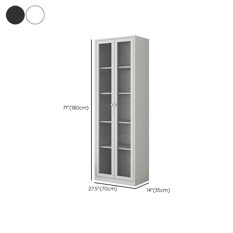 Scandinavian Standard Bookshelf Metal Closed Back Bookcase with Doors Clearhalo 'Bookcases' 'furn' 'furn_bookcases' 'Furniture' 'Office Furniture' 6839771