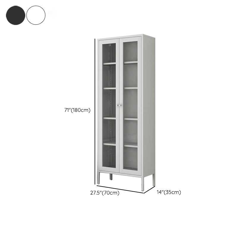 Scandinavian Standard Bookshelf Metal Closed Back Bookcase with Doors Clearhalo 'Bookcases' 'furn' 'furn_bookcases' 'Furniture' 'Office Furniture' 6839772