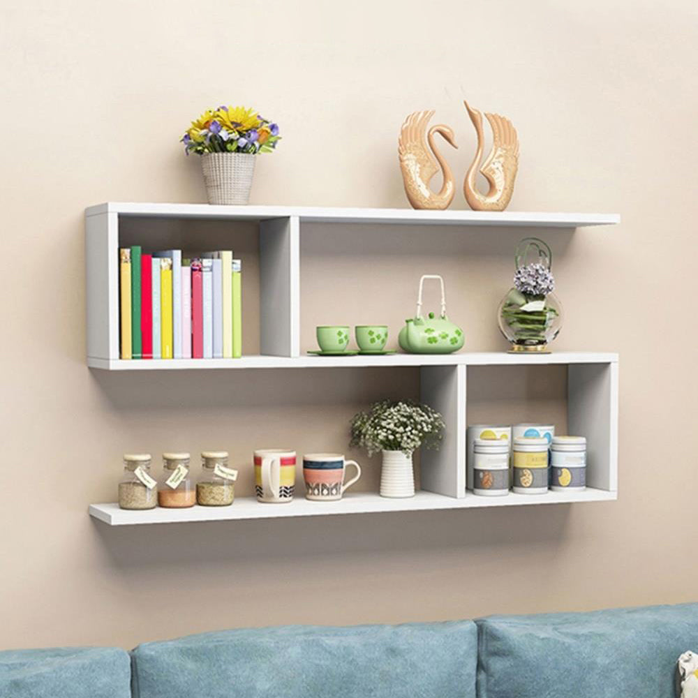 Modern Wooden Shelf Bookcase Wall Mounted Shelves Included Shelf for Bedroom