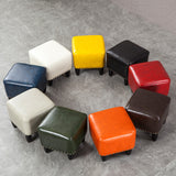 Glam Ottoman Faux Leather Upholstered Solid Color Square Ottoman with Nailhead Trim Clearhalo 'furn' 'furn_ottomans_poufs' 'Furniture' 'Living Room Furniture' 'Ottomans & Poufs' 'ottomans_poufs' 6841011