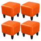 Glam Ottoman Faux Leather Upholstered Solid Color Square Ottoman with Nailhead Trim Tangerine 4 Piece Set Clearhalo 'furn' 'furn_ottomans_poufs' 'Furniture' 'Living Room Furniture' 'Ottomans & Poufs' 'ottomans_poufs' 6841037