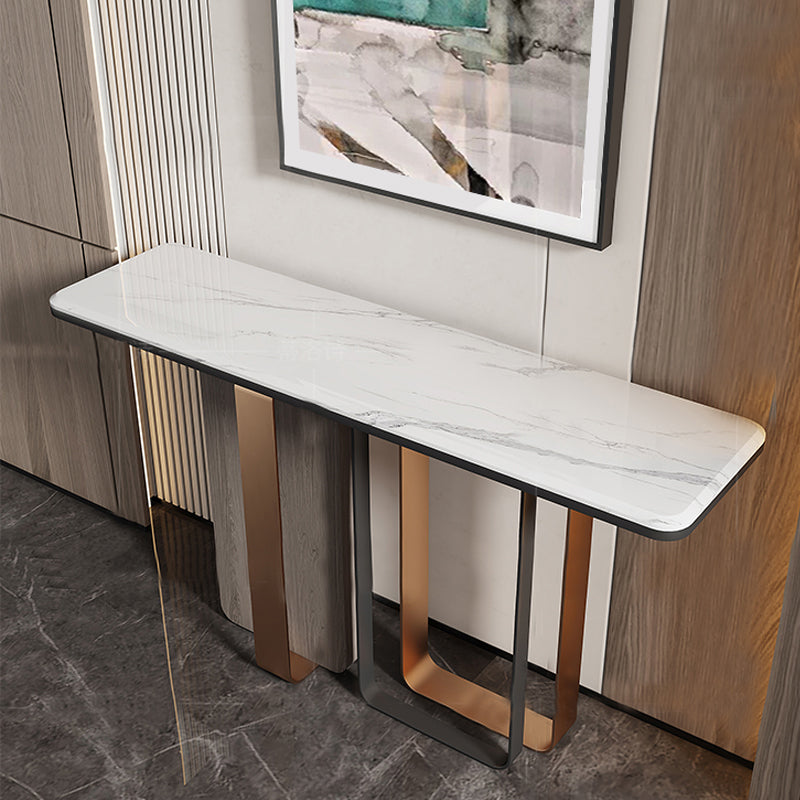 Tabella della console rettangolare in pietra Tavola di estremità alta 31,5 pollici con gambe in acciaio inossidabile