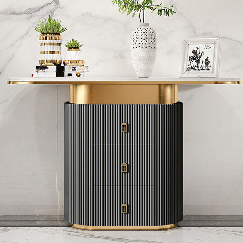 Tavolo da tavolo da divano in marmo di glam ovale tavolo da divano con cassetto per Hall