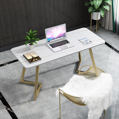 Escritorio de oficina de forma rectangular escritura de escritura blanca/gris para la oficina