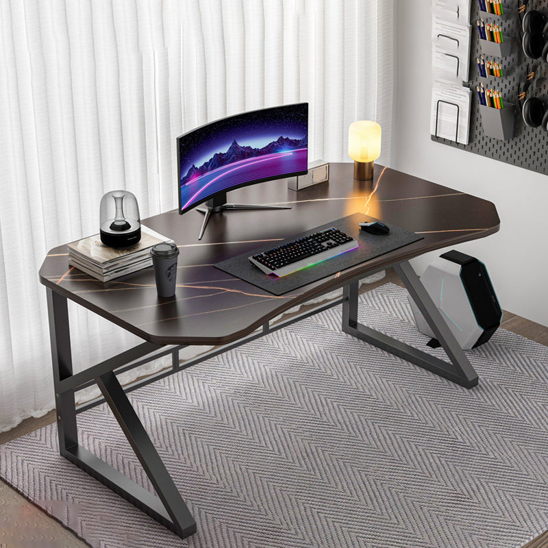 Modern Wooden Office Desk Antique Finish Computer Desk with Metal Legs 47.2"L x 23.6"W x 29.1"H Black Black Clearhalo 'furn' 'furn_office_desk' 'Furniture' 'Office Desks' 'Office Furniture' 'office_desk' 6843232