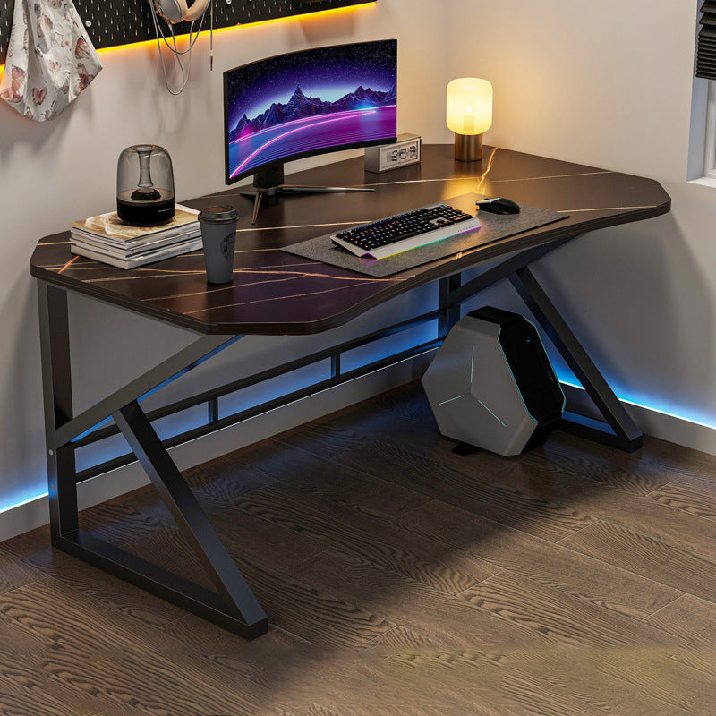 Modern Wooden Office Desk Antique Finish Computer Desk with Metal Legs 39.4"L x 23.6"W x 29.1"H Black Black Clearhalo 'furn' 'furn_office_desk' 'Furniture' 'Office Desks' 'Office Furniture' 'office_desk' 6843233