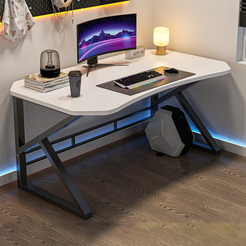 Modern Wooden Office Desk Antique Finish Computer Desk with Metal Legs Black White Clearhalo 'furn' 'furn_office_desk' 'Furniture' 'Office Desks' 'Office Furniture' 'office_desk' 6843234