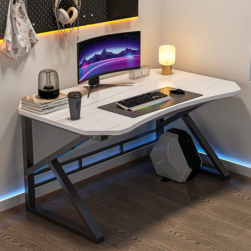 Modern Wooden Office Desk Antique Finish Computer Desk with Metal Legs 47.2"L x 23.6"W x 29.1"H Black Floralwhite Clearhalo 'furn' 'furn_office_desk' 'Furniture' 'Office Desks' 'Office Furniture' 'office_desk' 6843235