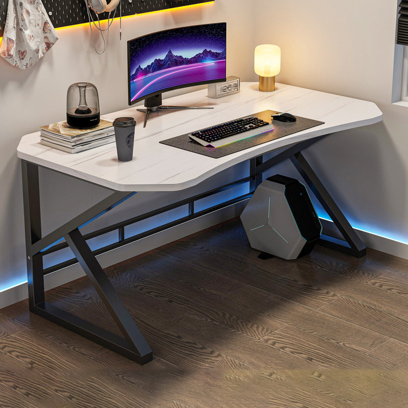 Modern Wooden Office Desk Antique Finish Computer Desk with Metal Legs Black Floralwhite Clearhalo 'furn' 'furn_office_desk' 'Furniture' 'Office Desks' 'Office Furniture' 'office_desk' 6843236