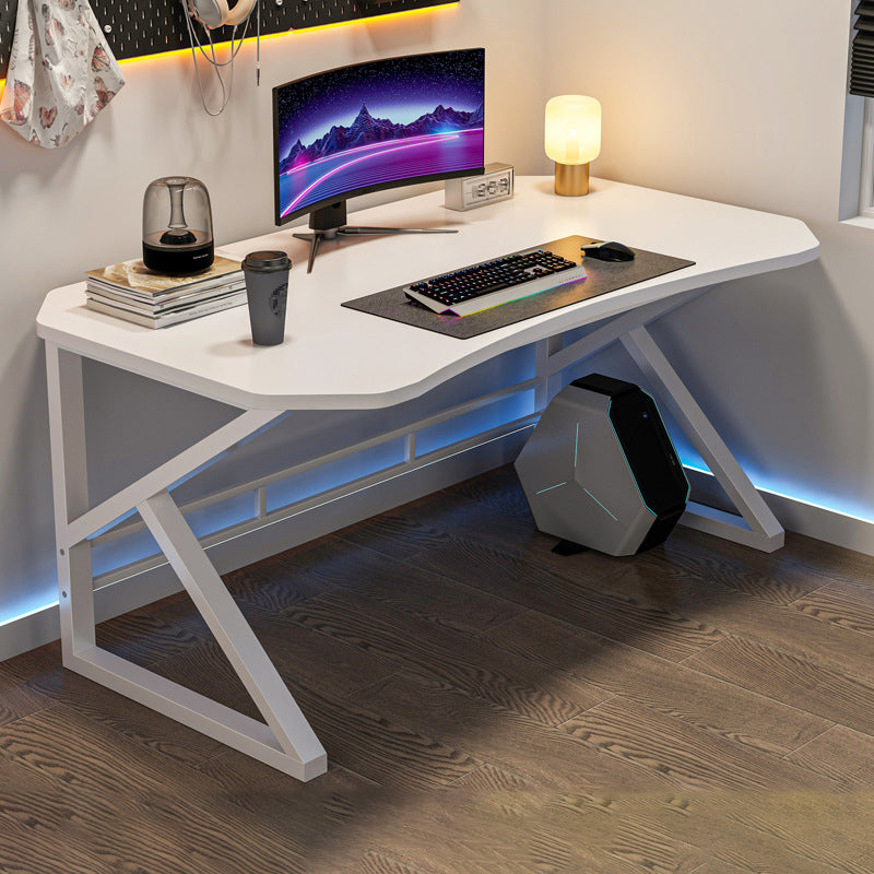 Modern Wooden Office Desk Antique Finish Computer Desk with Metal Legs White White Clearhalo 'furn' 'furn_office_desk' 'Furniture' 'Office Desks' 'Office Furniture' 'office_desk' 6843238