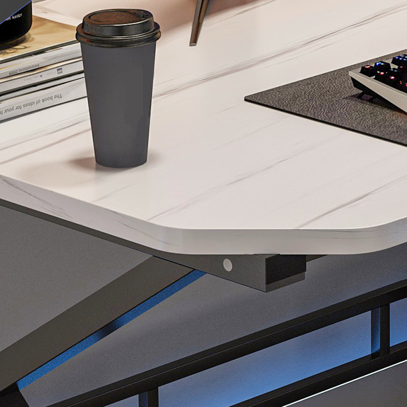 Modern Wooden Office Desk Antique Finish Computer Desk with Metal Legs Clearhalo 'furn' 'furn_office_desk' 'Furniture' 'Office Desks' 'Office Furniture' 'office_desk' 6843244