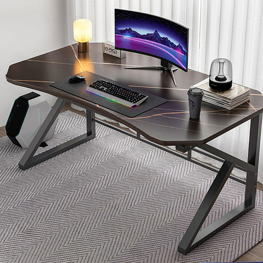 Modern Wooden Office Desk Antique Finish Computer Desk with Metal Legs Clearhalo 'furn' 'furn_office_desk' 'Furniture' 'Office Desks' 'Office Furniture' 'office_desk' 6843245