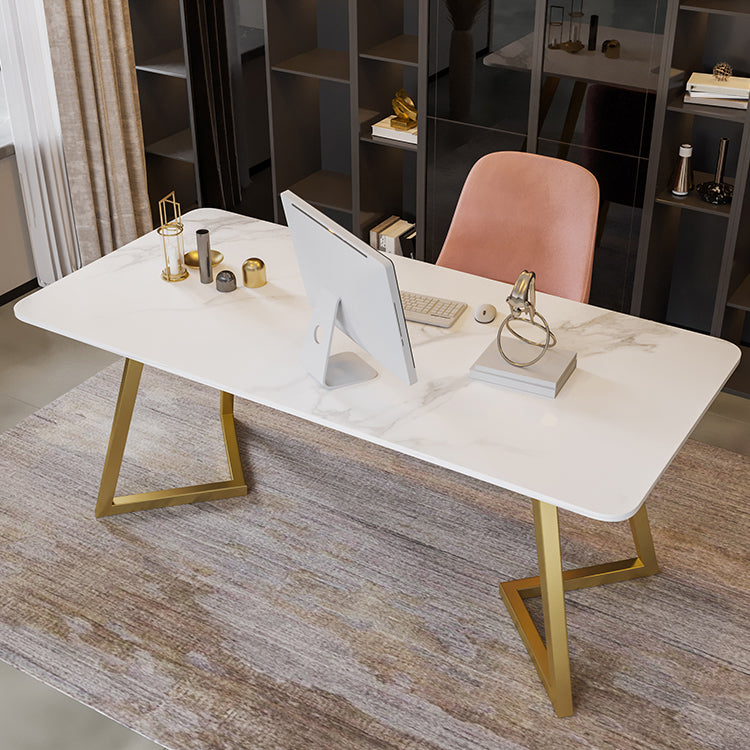 グラムメタルオフィスデスクオフィス用のゴールデン長方形のライティングデスク
