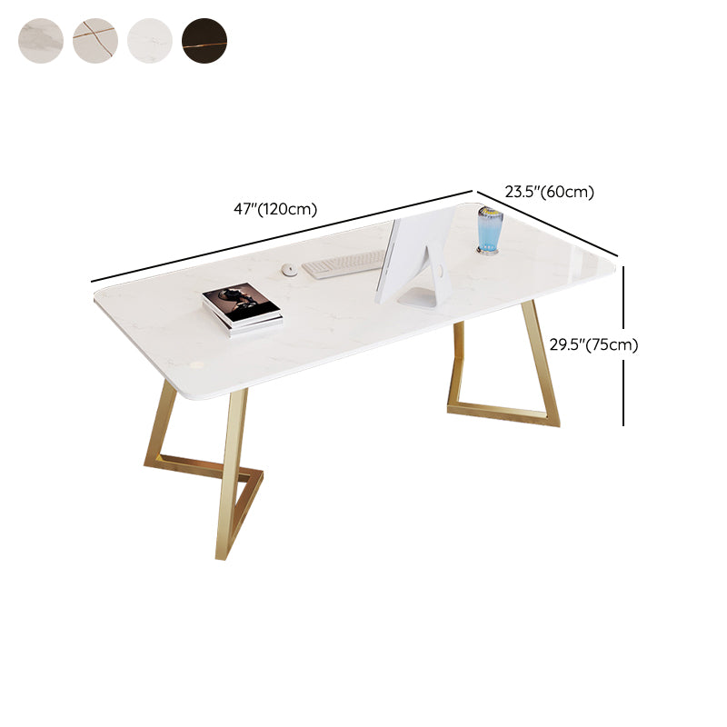 グラムメタルオフィスデスクオフィス用のゴールデン長方形のライティングデスク