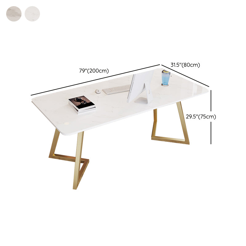 グラムメタルオフィスデスクオフィス用のゴールデン長方形のライティングデスク