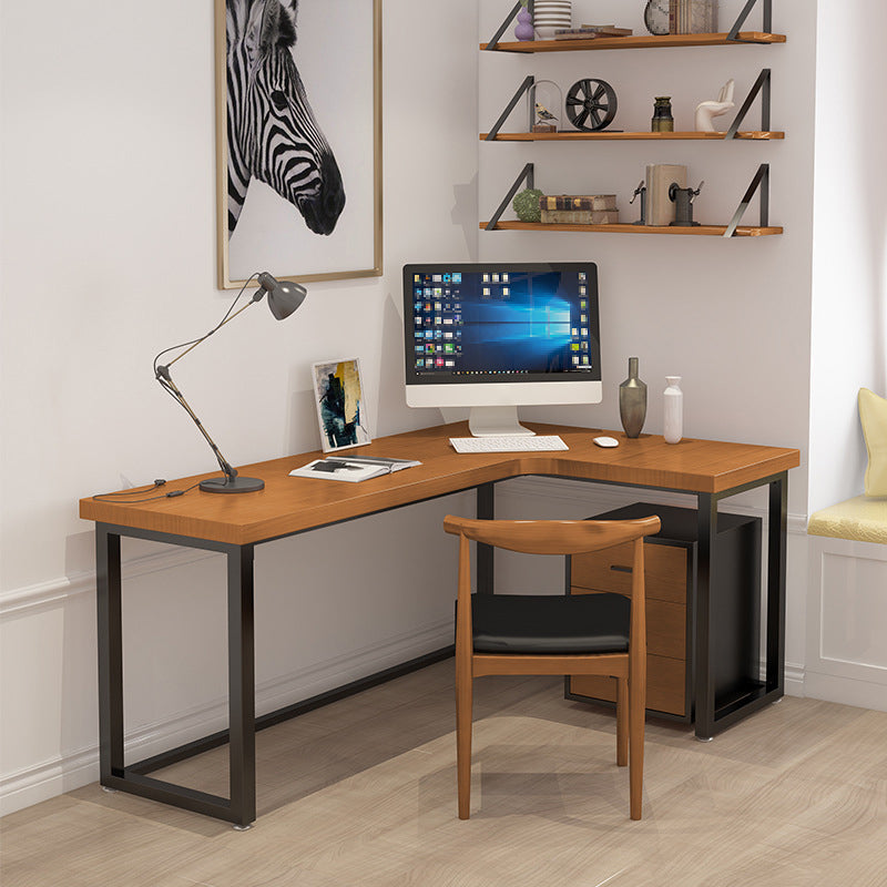 Contemporary Style Iron Office Desk L-Shape Writing Desk for Office 63"L x 47.2"W x 29.5"H Right Hand Return Clearhalo 'furn' 'furn_office_desk' 'Furniture' 'Office Desks' 'Office Furniture' 'office_desk' 6843580