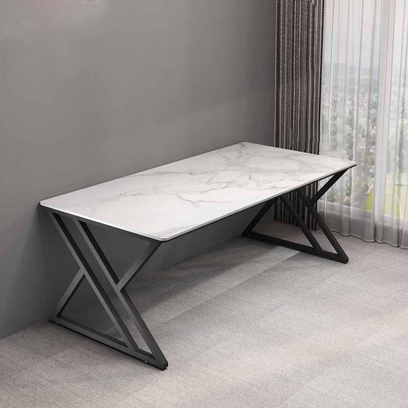 Modern Stone Gaming Desk Rectangular 29.53" Tall Computer Desk White Clearhalo 'furn' 'furn_office_desk' 'Furniture' 'Office Desks' 'Office Furniture' 'office_desk' 6843693