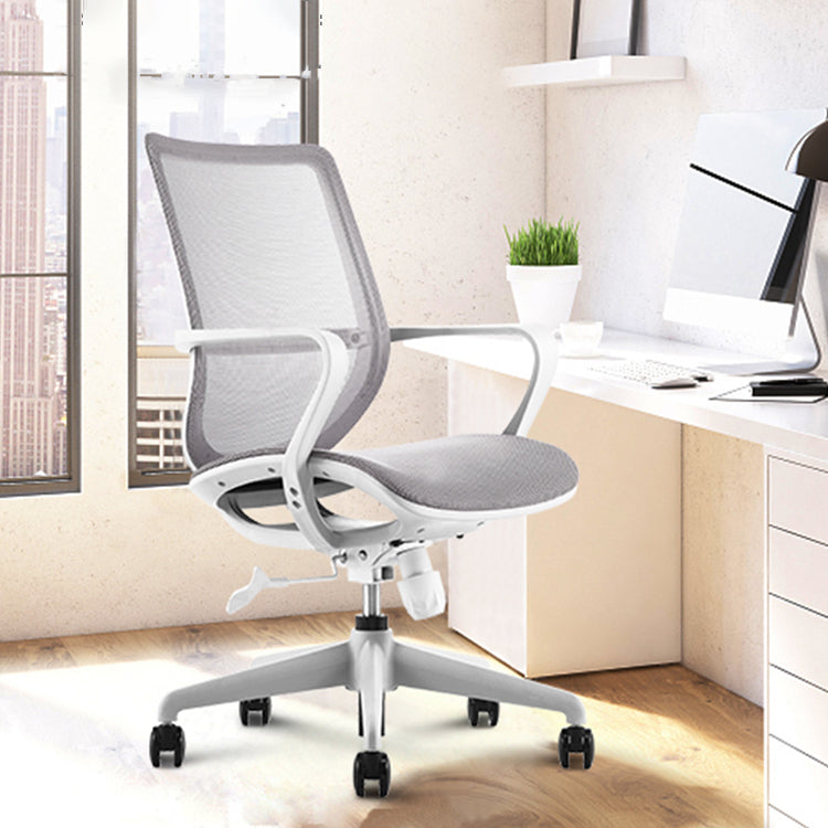 Silla de escritorio de brazos fijos modernos altura de asiento ajustable silla giratoria con ruedas