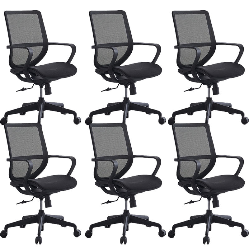 Silla de escritorio de brazos fijos modernos altura de asiento ajustable silla giratoria con ruedas