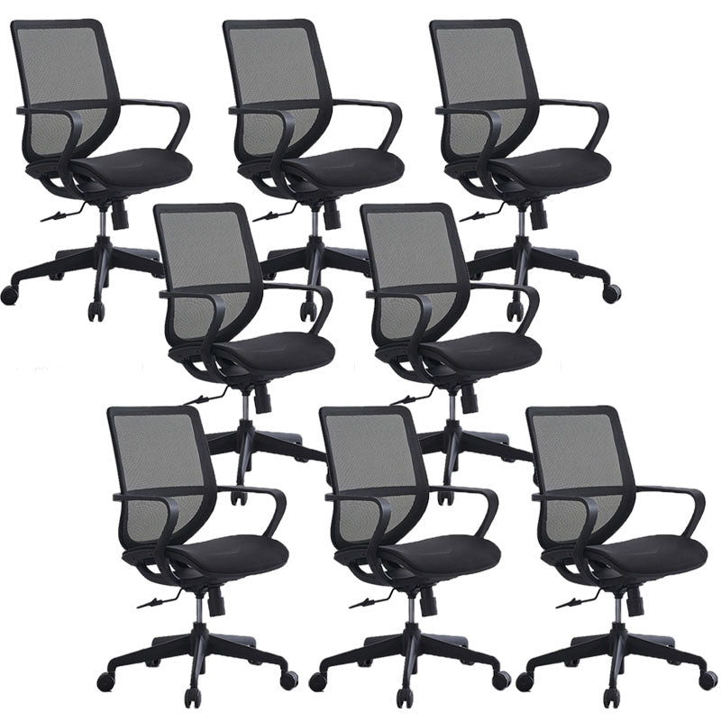 Silla de escritorio de brazos fijos modernos altura de asiento ajustable silla giratoria con ruedas