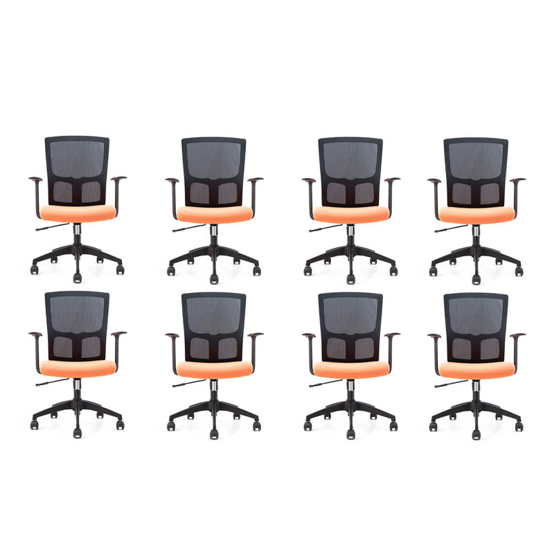 Silla de oficina moderna Armas fijas Tapizadas sin silla de escritorio angustiante con ruedas