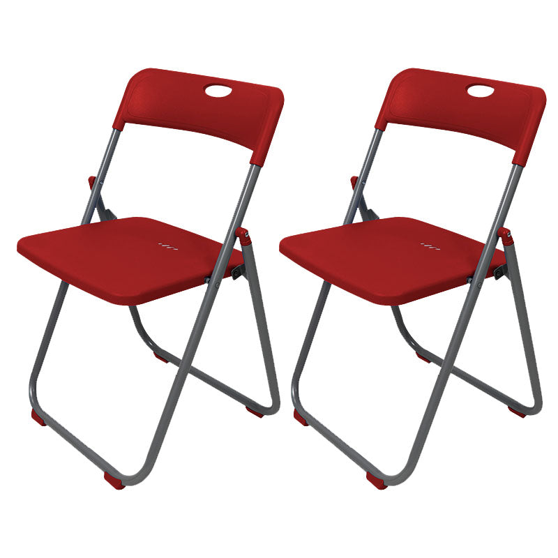 Contemporary Metal Office Chair No Wheels Desk Chair without Arm Red Silver 2 Piece Set Clearhalo 'furn' 'furn_office_chair' 'Furniture' 'Office Chairs' 'Office Furniture' 'office_chair' 6843937