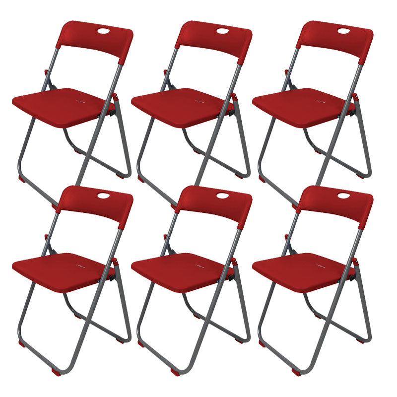 Contemporary Metal Office Chair No Wheels Desk Chair without Arm Red Silver 6 Piece Set Clearhalo 'furn' 'furn_office_chair' 'Furniture' 'Office Chairs' 'Office Furniture' 'office_chair' 6843942